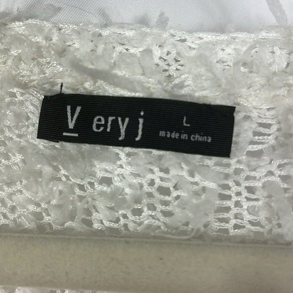 V ery J button down long sleeve cardigan Sz L White - Picture 7 of 10